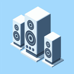 Obraz premium 3 Speaker Design With Isometric Style And Simple Colors