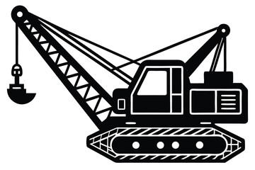 Crawler crane vector icon silhouette