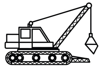 Naklejka premium Crawler crane vector icon silhouette