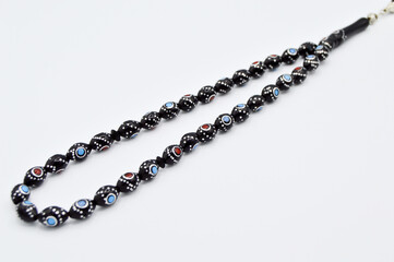 Black and silver beads sequenced, short rosary, tespih tesbih