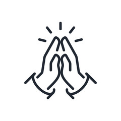 Prayer hands editable stroke outline icon isolated on transparent background flat vector illustration. Pixel perfect.