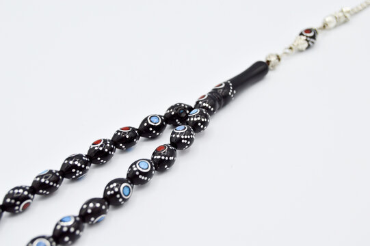 Black and silver beads sequenced, short rosary, tespih tesbih