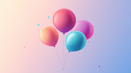 Obraz premium Festive minimalist flat design logo featuring floating balloons in soft gradients for celebratory occasions and events
