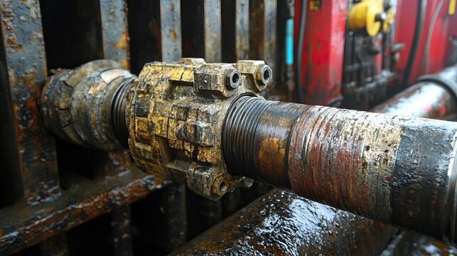 Large bore drill head positioned over thick steel pipe segment