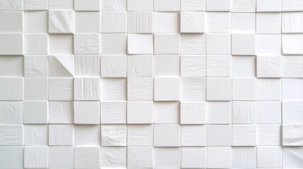 Artistic perspective modern textured white ceramic mosaic tile wall design for interiors