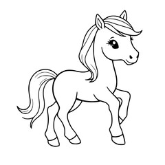 Pony Illustration Line Art Cartoon Style
