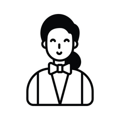 A well crafted glyph style icon of waitress character