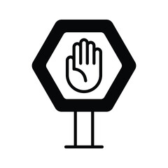 An amazingly designed glyph style icon of stop sign