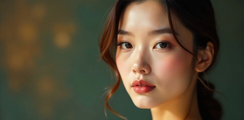Elegant Asian woman with luxurious makeup and subtle charm, high end, elegance, Asian