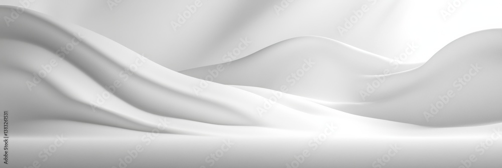 Poster calming snowy landscape with soft curves and delicate shadows evoking a serene minimalist ambiance