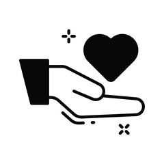 A captivating glyph style icon of volunteer hand with heart