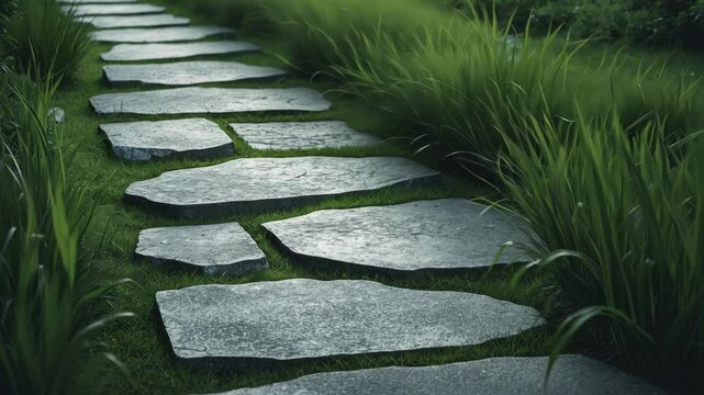 Pathway of stones in the garden