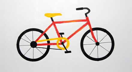 Fototapeta premium Hand Drawn Bicycle Illustration with Red Frame and Yellow Seat