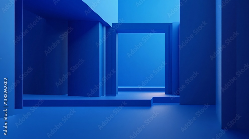 Poster abstract minimal blue podium displaying modern product