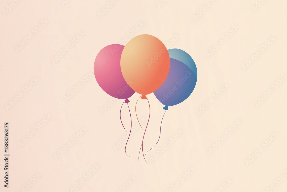 Aufkleber minimalist flat design logo showcasing floating balloons with smooth gradients and a modern aestheti