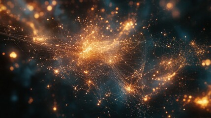 Obraz premium Financial data illuminated like constellations, glowing web of starlit patterns representing business intelligence growth