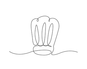 Chef hat outline drawing illustration. one continuous line drawing of cook hat uniform.