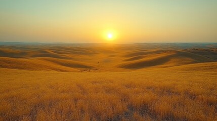 Obraz premium Golden sunset over rolling hills