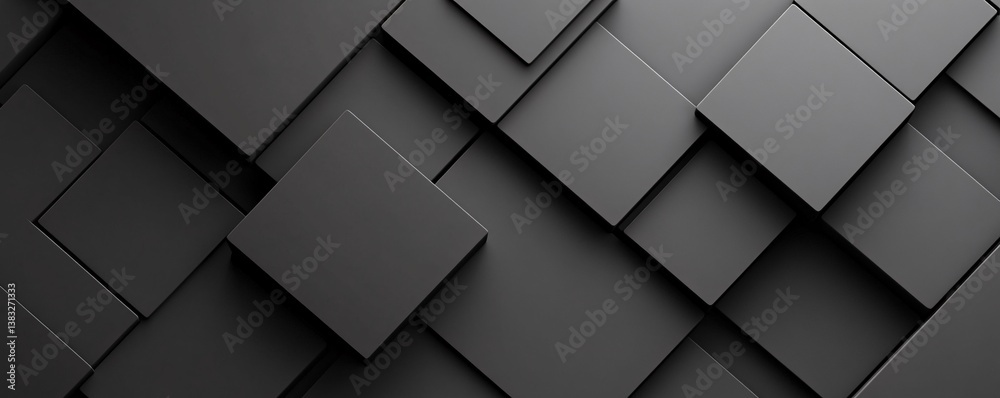 Poster Abstract background with moving black squares creating relief