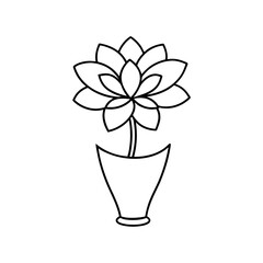 Flower with vase line art illustration