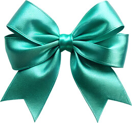 PNG Teal colour ribbon tie bow on transparent or white background