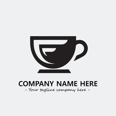 Cup illustration black and white for logo company vector image
