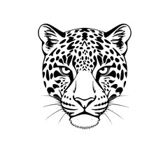 Leopard Head Vector Illustration Black and White, Minimalist Design