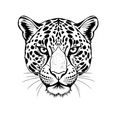 Leopard Head Graphic Illustration Black and White