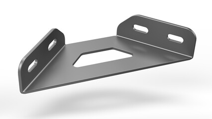 Metallic Grey Multi Corner Bracket. Isolated. White background. 3d render