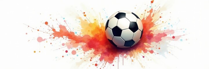 Fototapeta premium Dynamic soccer ball with vibrant color burst