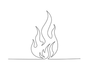 Fire flame outline drawing illustration. one continuous line drawing of hot fire.