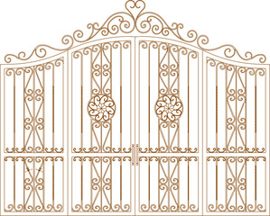 silhouette design vector illustration sketch image of iron fence gate trellis classic vintage minimalist ethnic europe 