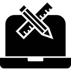 Computer, education, pen icon