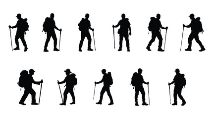 Obraz premium Hiking Silhouettes of Adventurous Explorers