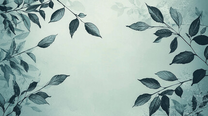 Background Elegant botanical illustration with green leaves on textured background