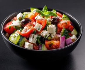 Vibrant Greek salad in a bowl