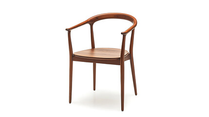 A wooden chair with a curved back and a wooden seat