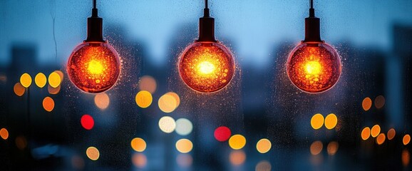 City lights bulbs at night