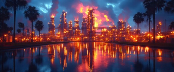 Fototapeta premium Industrial complex at twilight