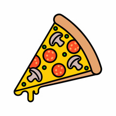 Simple Pizza Slice with Toppings Icon Vector Design.