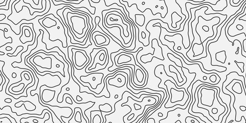 Abstract topography circle with contour map waves paper topo relief line map mountain background. Curved line topo seamless topography ornament design. Vector background.