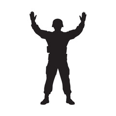 Minimalist Soldier Silhouette on White Background