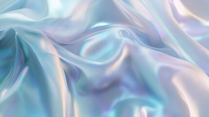 Fototapeta premium Abstract iridescent fabric with flowing waves and soft color transitions background
