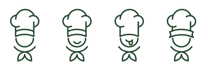 Set of four cooker hat line icons isolated on transparent background. Cooker hat logo line icons.