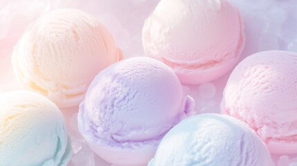 Colorful rainbow ice cream scoops pattern in pastel tones