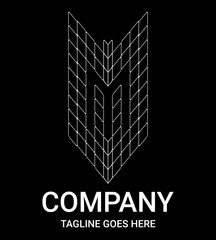 Fototapeta premium m Outline Letter Real Estate Logo. Spider web style outline lowercase monogram logo. Perfect for Company, T-shirt, Home, Architecture, Building, and Construction. Also suitable for sports car, gamer