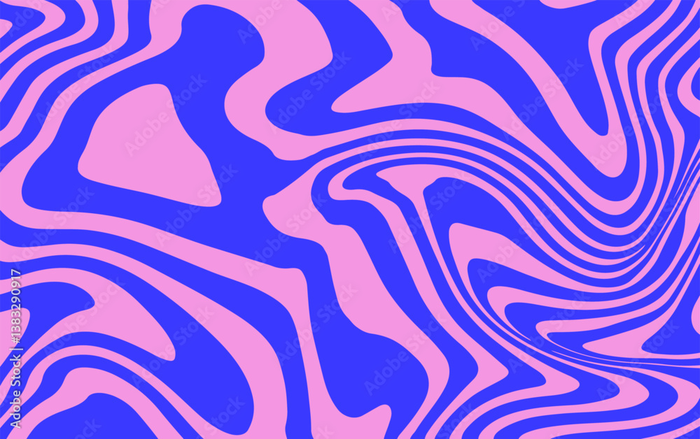 Aufkleber Abstract vector illustration featuring wavy zebra-like lines on a background, creating a modern, psychedelic, and eye-catching pattern suitable for trendy graphic designs.