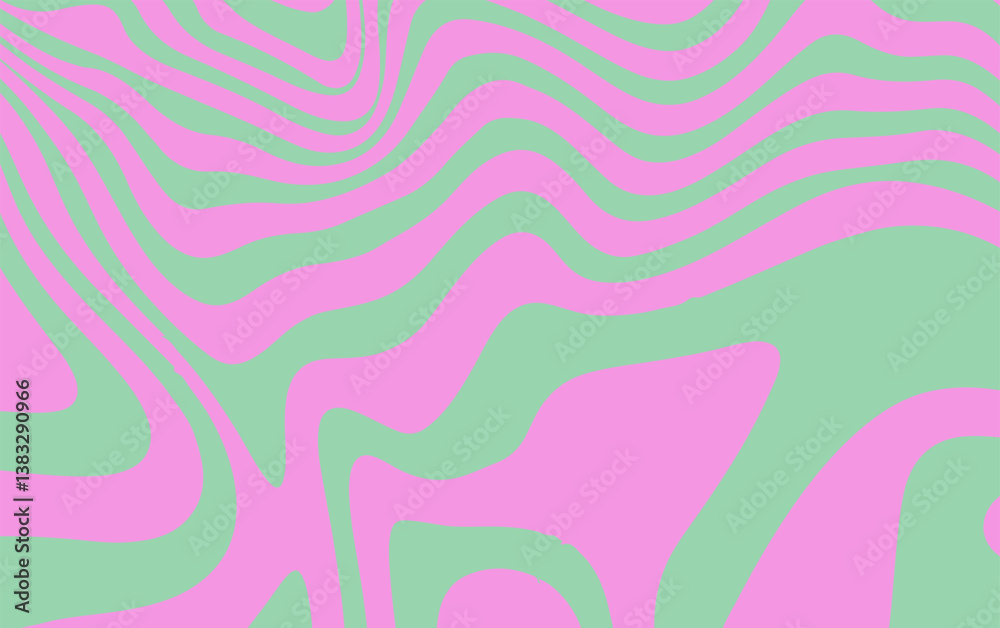 Poster Abstract vector illustration featuring wavy zebra-like lines on a background, creating a modern, psychedelic, and eye-catching pattern suitable for trendy graphic designs.
