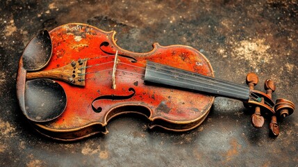 Old violin, weathered red finish