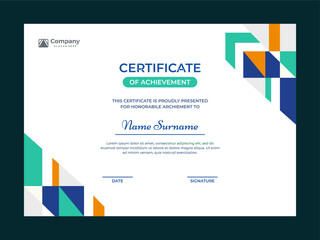 Colorful mosaic certificate template vector design